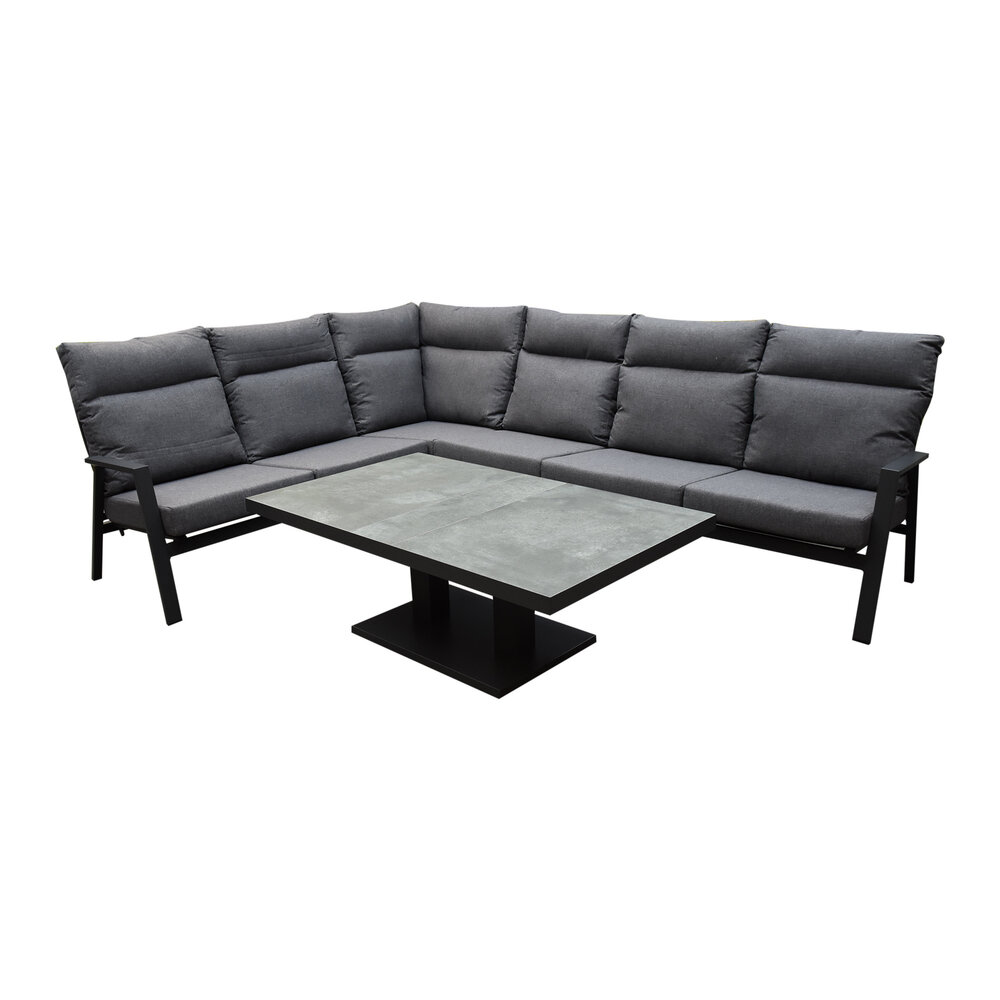AVH-Collectie Showroommodel Pacific hoek dining loungeset 5 delig aluminium verstelbaar antraciet AVH-Collectie Showroommodel Pacific hoek dining loungeset 5 delig aluminium verstelbaar antraciet