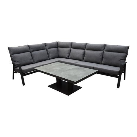 AVH-Collectie Showroommodel Pacific hoek dining loungeset 5 delig aluminium verstelbaar antraciet AVH-Collectie Showroommodel Pacific hoek dining loungeset 5 delig aluminium verstelbaar antraciet