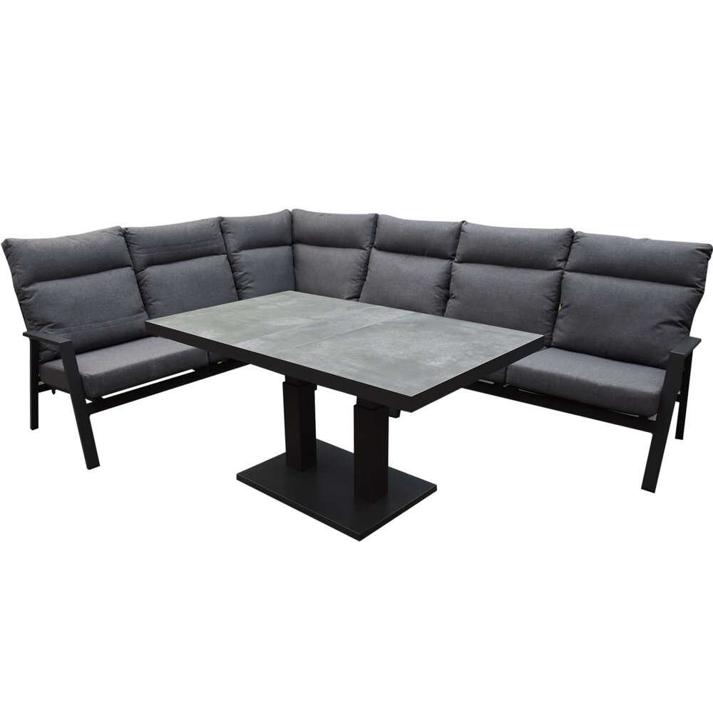 AVH-Collectie Showroommodel Pacific hoek dining loungeset 5 delig aluminium verstelbaar antraciet AVH-Collectie Showroommodel Pacific hoek dining loungeset 5 delig aluminium verstelbaar antraciet