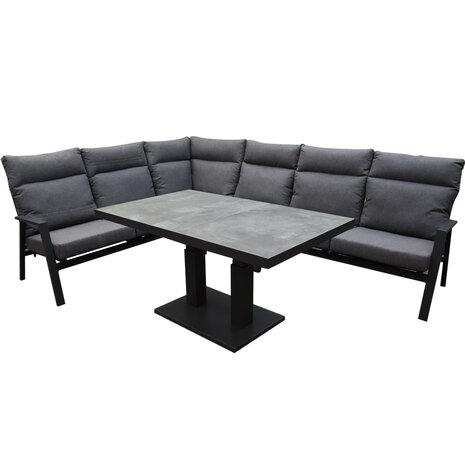 AVH-Collectie Showroommodel Pacific hoek dining loungeset 5 delig aluminium verstelbaar antraciet AVH-Collectie Showroommodel Pacific hoek dining loungeset 5 delig aluminium verstelbaar antraciet