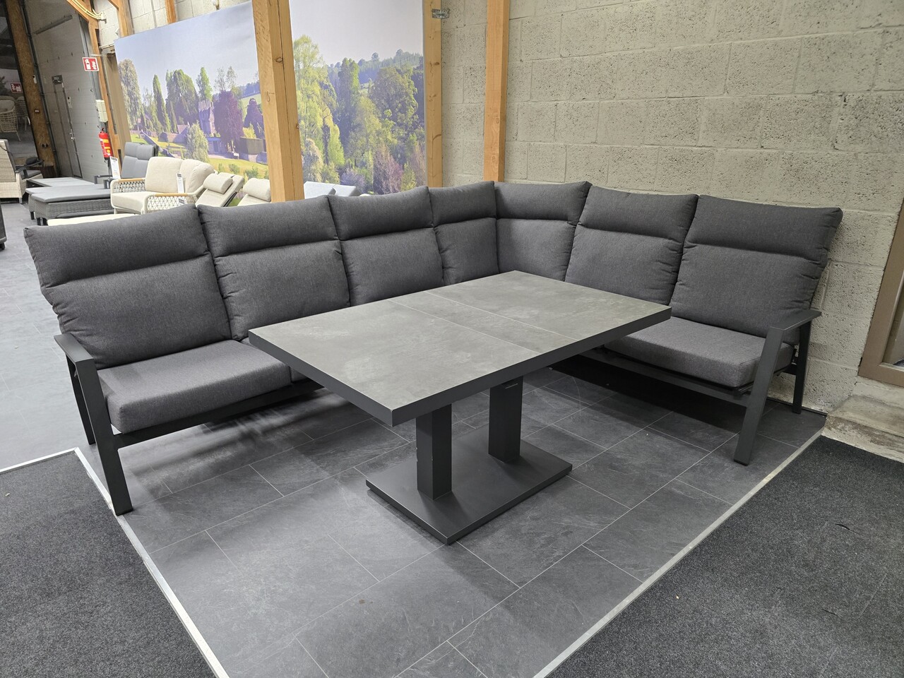 AVH-Collectie Showroommodel Pacific hoek dining loungeset 5 delig aluminium verstelbaar antraciet AVH-Collectie Showroommodel Pacific hoek dining loungeset 5 delig aluminium verstelbaar antraciet