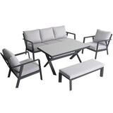 AVH-Collectie Showroommodel Jamaica stoel bank dining loungeset 5 delig aluminium antraciet AVH-Collectie Showroommodel Jamaica stoel bank dining loungeset 5 delig aluminium antraciet