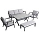 AVH-Collectie Showroommodel Jamaica stoel bank dining loungeset 5 delig aluminium antraciet AVH-Collectie Showroommodel Jamaica stoel bank dining loungeset 5 delig aluminium antraciet