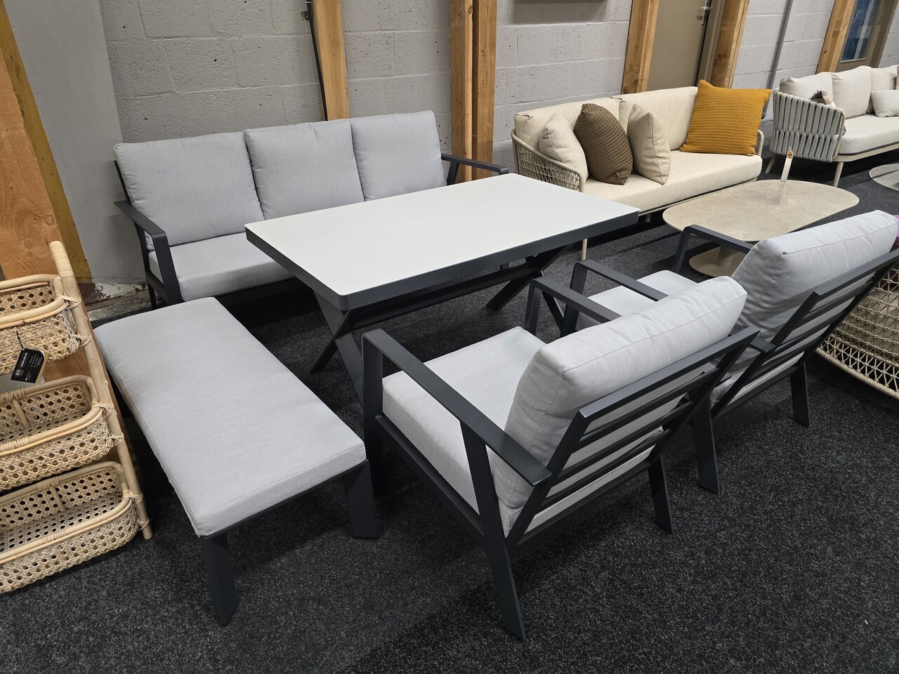 AVH-Collectie Showroommodel Jamaica stoel bank dining loungeset 5 delig aluminium antraciet AVH-Collectie Showroommodel Jamaica stoel bank dining loungeset 5 delig aluminium antraciet