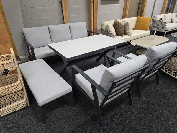 AVH-Collectie Showroommodel Jamaica stoel bank dining loungeset 5 delig aluminium antraciet AVH-Collectie Showroommodel Jamaica stoel bank dining loungeset 5 delig aluminium antraciet