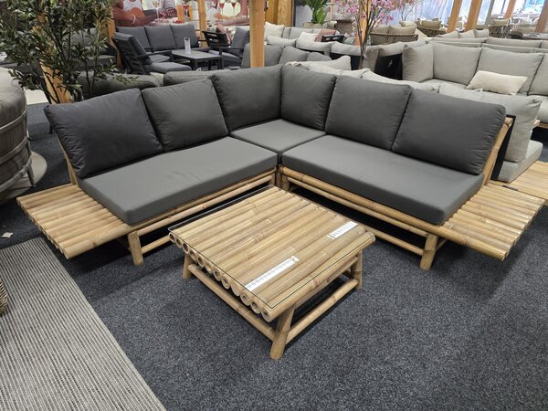 AVH-Collectie Showroommodel Piton hoek loungeset 4 delig bamboe AVH-Collectie Showroommodel Piton hoek loungeset 4 delig bamboe