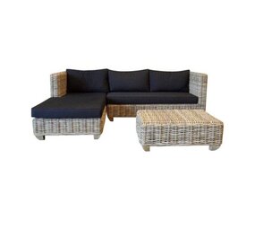 AVH-Collectie Showroommodel Toronto chaise longue loungeset rechts 3-delig naturel rotan AVH-Collectie Showroommodel Toronto chaise longue loungeset rechts 3-delig naturel rotan