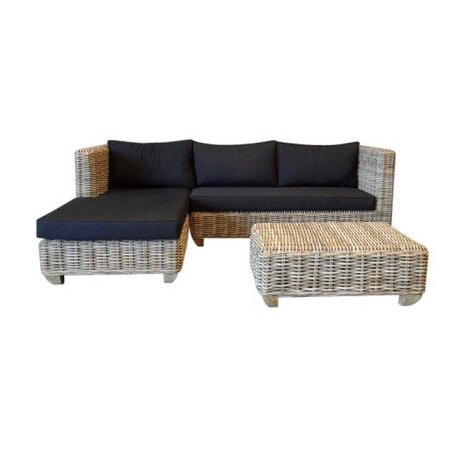 AVH-Collectie Showroommodel Toronto chaise longue loungeset rechts 3-delig naturel rotan AVH-Collectie Showroommodel Toronto chaise longue loungeset rechts 3-delig naturel rotan