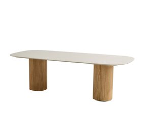 Taste 4SO Bosco dining tuintafel 240x105xH75 cm keramiek oyster rustic teak Taste 4SO