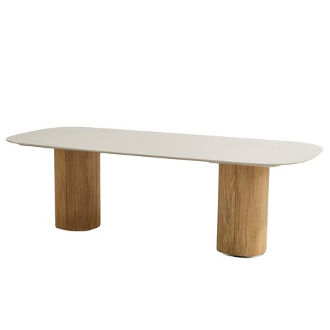 Taste 4SO Bosco dining tuintafel 240x105xH75 cm keramiek oyster rustic teak Taste 4SO