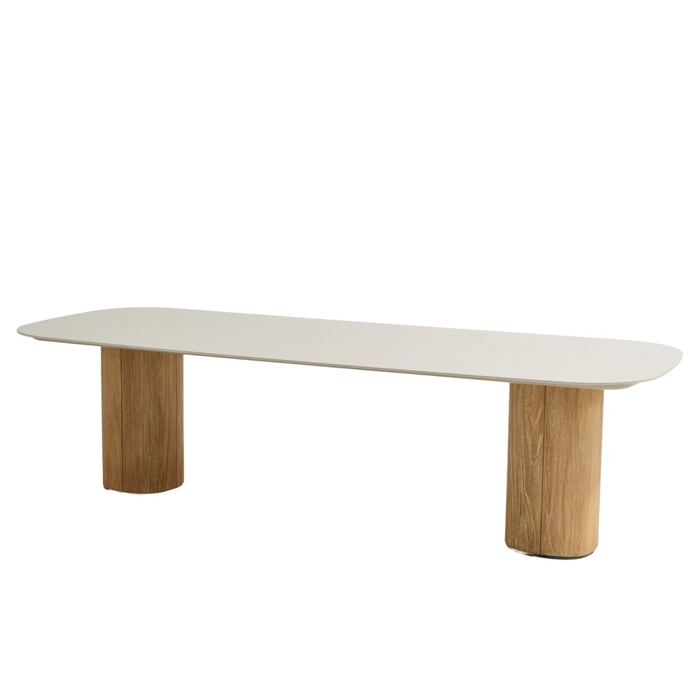 Taste 4SO Bosco dining tuintafel 300x110xH75 cm keramiek oyster rustic teak Taste 4SO