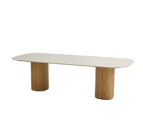 Taste 4SO Bosco low dining tuintafel 240x105xH69 cm keramiek oyster rustic teak Taste 4SO