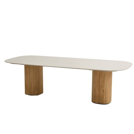 Taste 4SO Bosco low dining tuintafel 240x105xH69 cm keramiek oyster rustic teak Taste 4SO