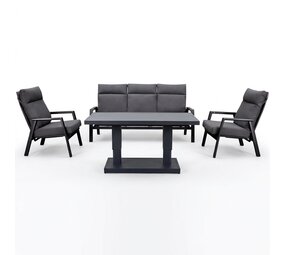 AVH-Collectie Showroommodel Vegas stoel bank loungeset 4 delig verstelbaar antraciet aluminium