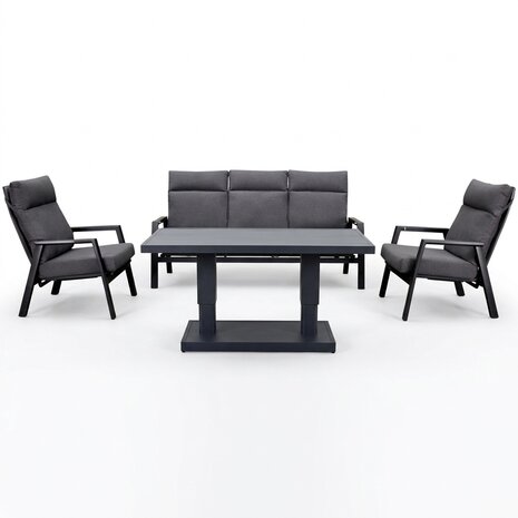AVH-Collectie Showroommodel Vegas stoel bank loungeset 4 delig verstelbaar antraciet aluminium
