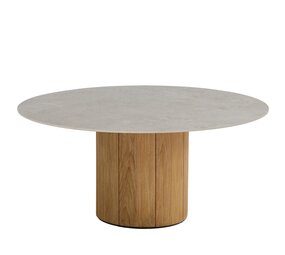 Taste 4SO Bosco low dining tuintafel 160xH69 cm rond keramiek sabbia panna rustic teak Taste 4SO Taste 4SO Bosco low dining tuintafel 160xH69 cm rond keramiek sabbia panna rustic teak Taste 4SO