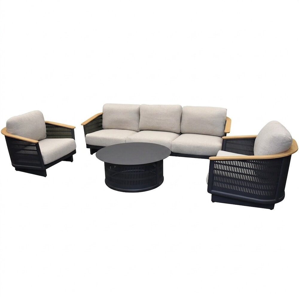 AVH-Collectie Showroommodel Lattice stoel bank loungeset 4 delig aluminium antraciet AVH-Collectie Showroommodel Lattice stoel bank loungeset 4 delig aluminium antraciet