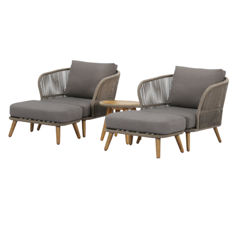 AVH-Collectie Showroommodel Volterra lounge balkonset 5-delig licht bruin wicker AVH-Collectie Showroommodel Volterra lounge balkonset 5-delig licht bruin wicker