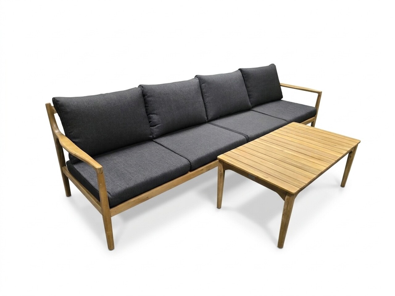 AVH-Collectie Showroommodel Manchester 4-zitsbank + lounge tafel acacia zwart AVH-Collectie Showroommodel Manchester 4-zitsbank + lounge tafel acacia zwart