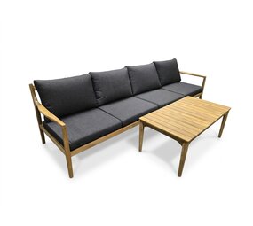 AVH-Collectie Showroommodel Manchester 4-zitsbank + lounge tafel acacia zwart AVH-Collectie Showroommodel Manchester 4-zitsbank + lounge tafel acacia zwart