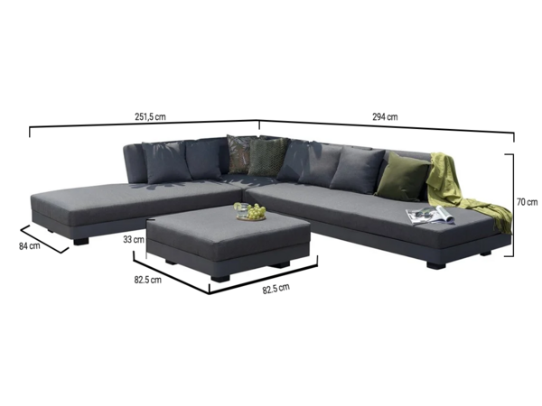 AVH-Collectie Showroommodel Santa Monica hoek loungeset 4 delig aluminium antraciet