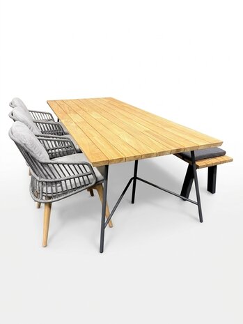 4 Seasons Outdoor Showroommodel Lano Cempre dining tuinset 240x100xH75 cm 5-delig teak 4 Seasons Outdoor Showroommodel Lano Cempre dining tuinset 240x100xH75 cm 5-delig teak