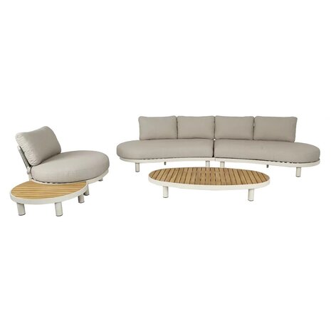 AVH-Collectie Showroommodel Castello organische stoel bank loungeset 5 delig latte zand aluminium AVH-Collectie Showroommodel Castello organische stoel bank loungeset 5 delig latte zand aluminium