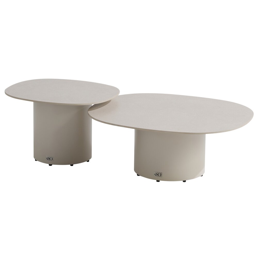4 Seasons Outdoor Sofie lounge tuintafels set van 2 keramiek oyster linen 4 Seasons Outdoor 4 Seasons Outdoor Sofie lounge tuintafels set van 2 keramiek oyster linen 4 Seasons Outdoor