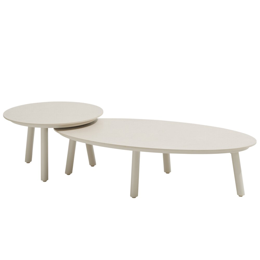 4 Seasons Outdoor Salute lounge tuintafels set van 2 ceramic oyster linen Taste 4SO 4 Seasons Outdoor Salute lounge tuintafels set van 2 ceramic oyster linen Taste 4SO