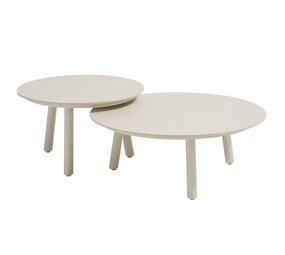 4 Seasons Outdoor Salute ronde lounge tuintafels set van 2 ceramic oyster linen Taste 4SO
