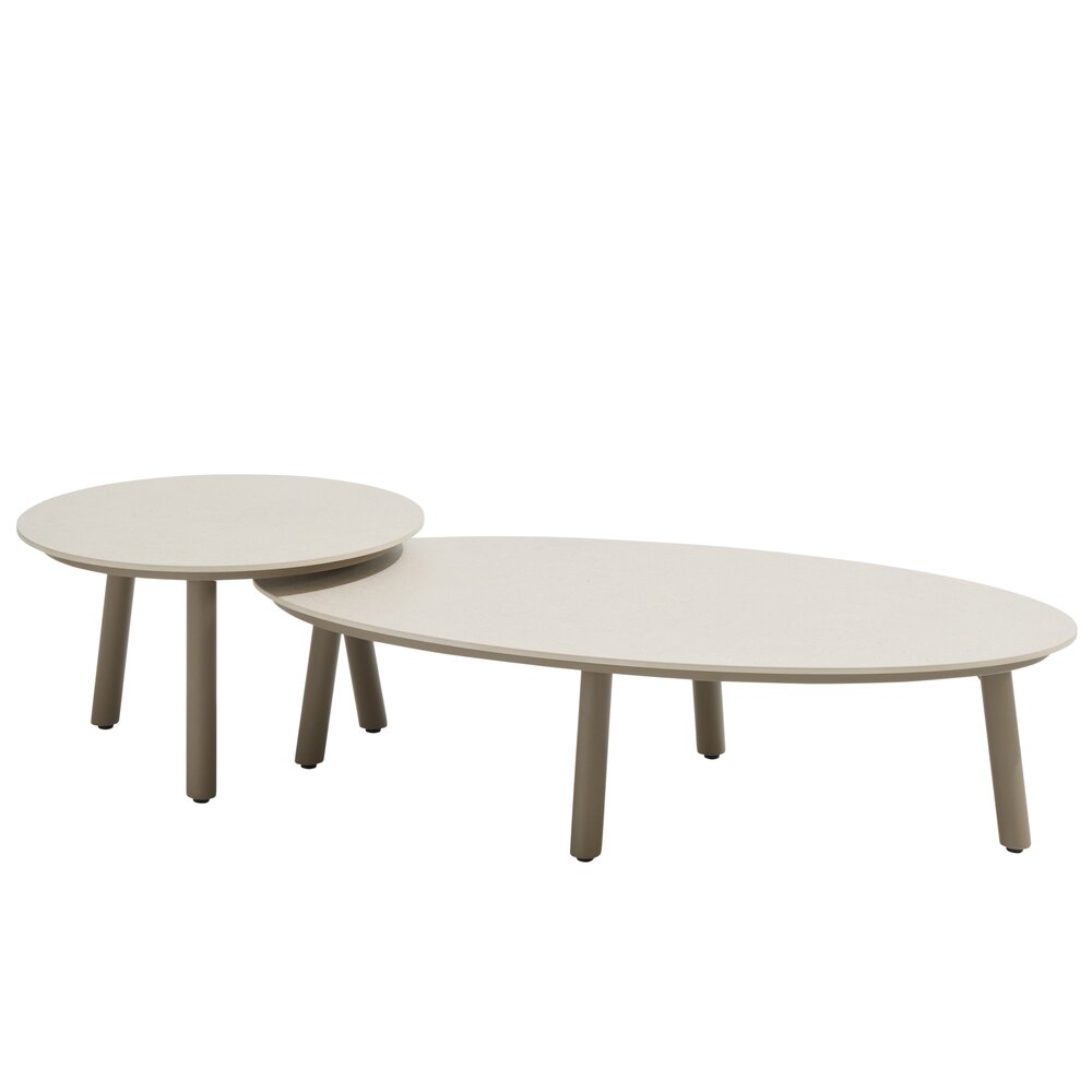 4 Seasons Outdoor Salute lounge tuintafels set van 2 ceramic oyster mocca Taste 4SO 4 Seasons Outdoor Salute lounge tuintafels set van 2 ceramic oyster mocca Taste 4SO