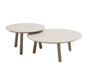 4 Seasons Outdoor Salute ronde lounge tuintafels set van 2 ceramic oyster mocca Taste 4SO