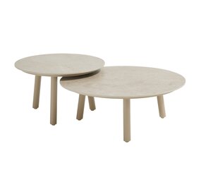 4 Seasons Outdoor Salute ronde lounge tuintafels set van 2 ceramic sabbia panna latte Taste 4SO 4 Seasons Outdoor Salute ronde lounge tuintafels set van 2 ceramic sabbia panna latte Taste 4SO