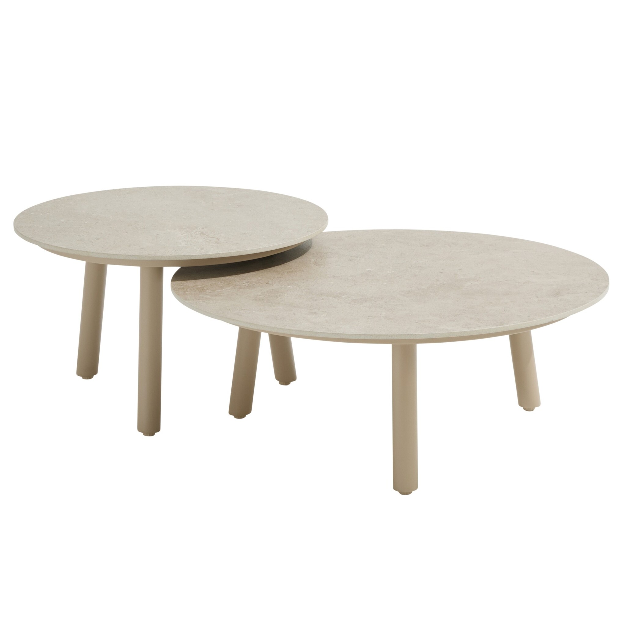 4 Seasons Outdoor Salute ronde lounge tuintafels set van 2 ceramic sabbia panna latte Taste 4SO