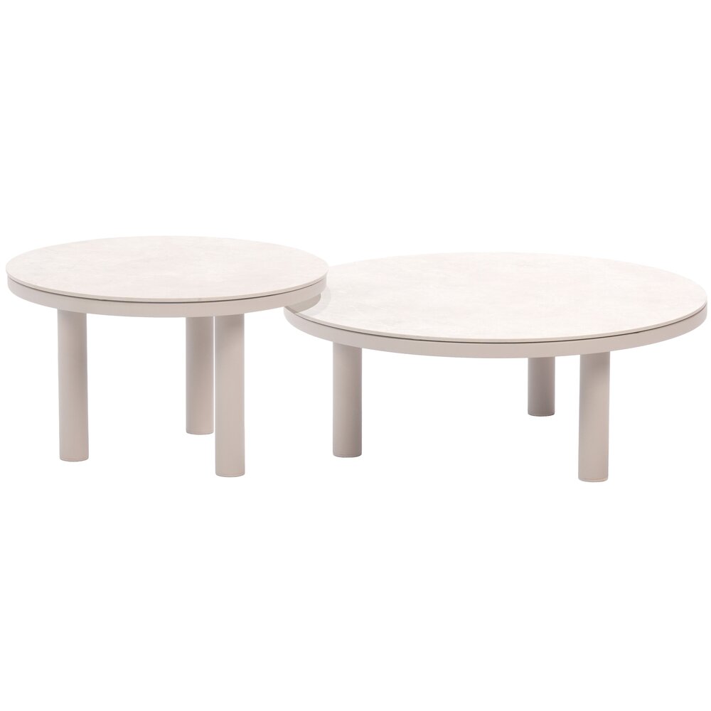 Taste 4SO Iris set loungetafels 60xH36 cm en 80xH30,5 cm keramiek linen Taste 4SO