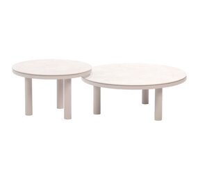 Taste 4SO Iris set loungetafels 60xH36 cm en 80xH30,5 cm keramiek linen Taste 4SO
