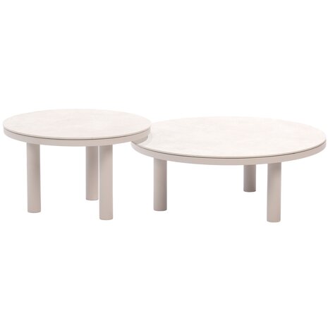 Taste 4SO Iris set loungetafels 60xH36 cm en 80xH30,5 cm keramiek linen Taste 4SO