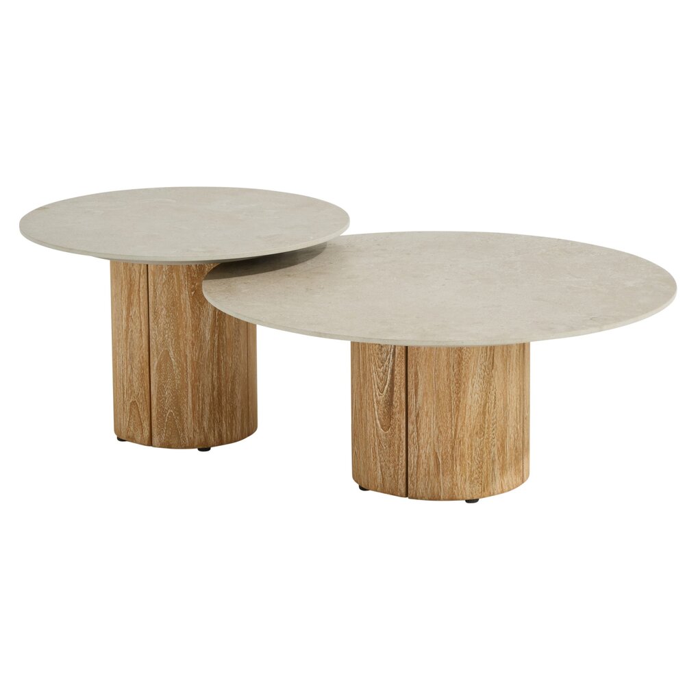4 Seasons Outdoor Enna lounge tuintafel set van 2 keramiek rustic teak Taste 4SO 4 Seasons Outdoor Enna lounge tuintafel set van 2 keramiek rustic teak Taste 4SO