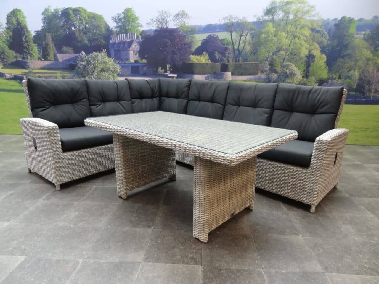 AVH-Collectie Showroommodel San Marino hoek dining loungeset links 5-delig wit grijs AVH-Collectie Showroommodel San Marino hoek dining loungeset links 5-delig wit grijs