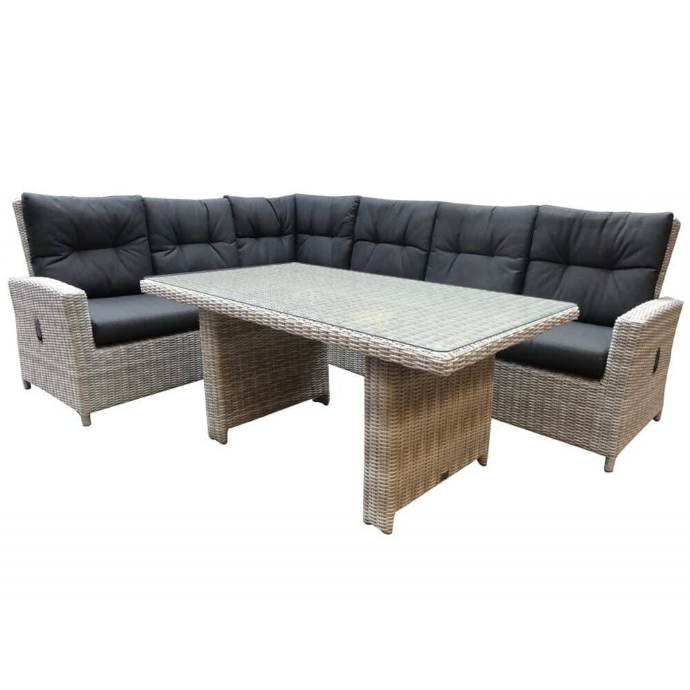 AVH-Collectie Showroommodel San Marino hoek dining loungeset links 5-delig wit grijs AVH-Collectie Showroommodel San Marino hoek dining loungeset links 5-delig wit grijs