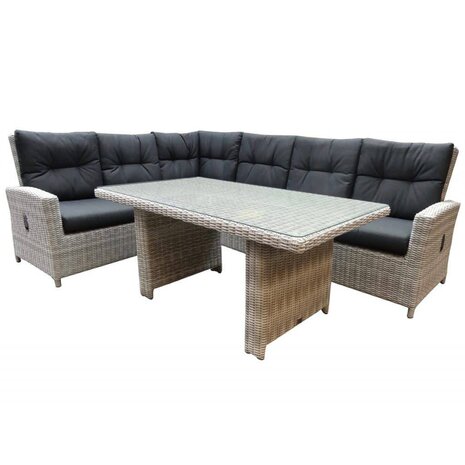 AVH-Collectie Showroommodel San Marino hoek dining loungeset links 5-delig wit grijs AVH-Collectie Showroommodel San Marino hoek dining loungeset links 5-delig wit grijs