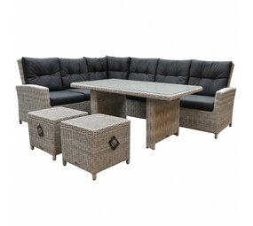AVH-Collectie Showroommodel San Marino hoek dining loungeset links 5-delig wit grijs AVH-Collectie Showroommodel San Marino hoek dining loungeset links 5-delig wit grijs