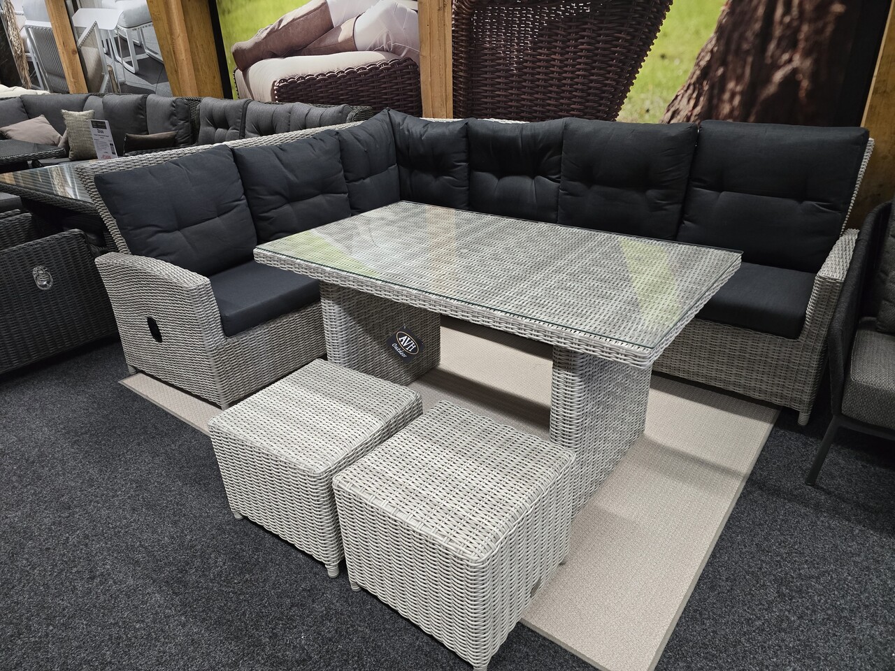AVH-Collectie Showroommodel San Marino hoek dining loungeset links 5-delig wit grijs AVH-Collectie Showroommodel San Marino hoek dining loungeset links 5-delig wit grijs