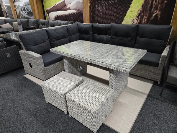AVH-Collectie Showroommodel San Marino hoek dining loungeset links 5-delig wit grijs AVH-Collectie Showroommodel San Marino hoek dining loungeset links 5-delig wit grijs