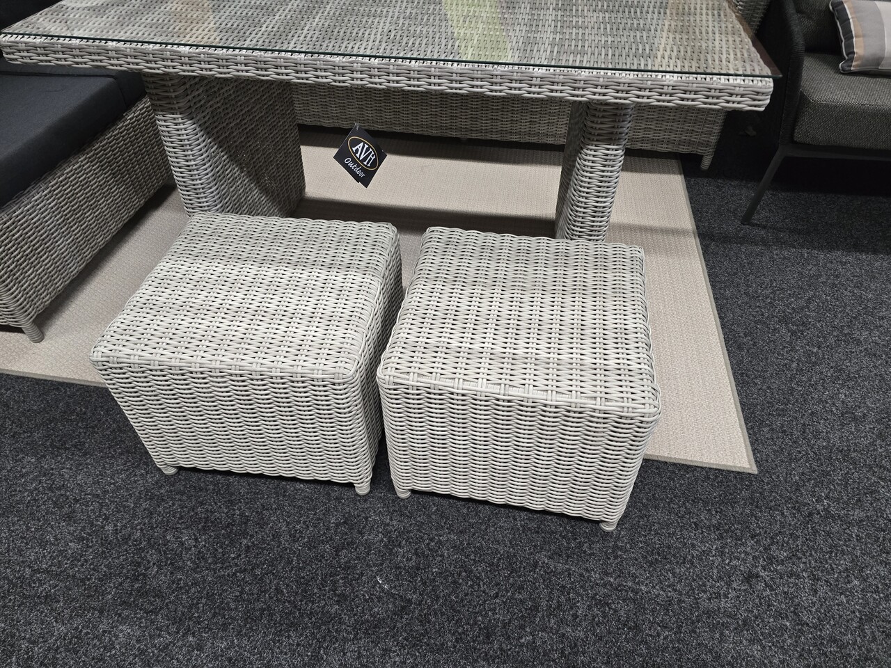 AVH-Collectie Showroommodel San Marino hoek dining loungeset links 5-delig wit grijs AVH-Collectie Showroommodel San Marino hoek dining loungeset links 5-delig wit grijs