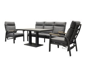 AVH-Collectie Kota stoel bank dining loungeset 4 delig verstelbare tafel antraciet