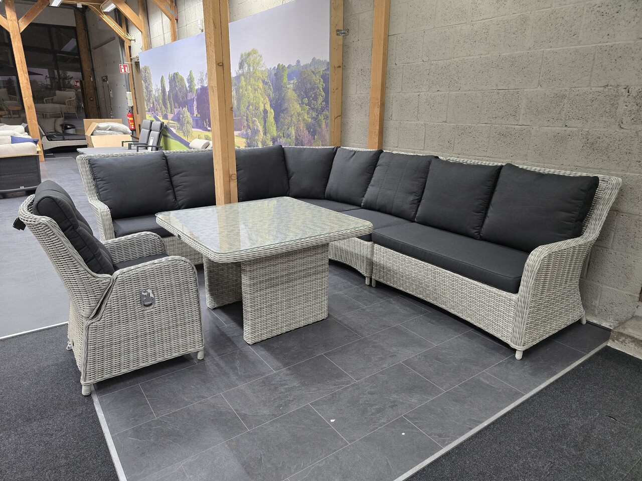 AVH-Collectie Showroommodel Bilbao hoek dining loungeset 6-delig wit grijs AVH-Collectie Showroommodel Bilbao hoek dining loungeset 6-delig wit grijs
