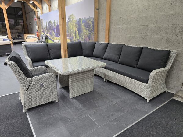 AVH-Collectie Showroommodel Bilbao hoek dining loungeset 6-delig wit grijs AVH-Collectie Showroommodel Bilbao hoek dining loungeset 6-delig wit grijs