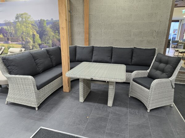 AVH-Collectie Showroommodel Bilbao hoek dining loungeset 6-delig wit grijs AVH-Collectie Showroommodel Bilbao hoek dining loungeset 6-delig wit grijs