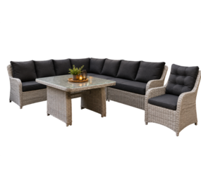 AVH-Collectie Showroommodel Bilbao hoek dining loungeset 6-delig wit grijs AVH-Collectie Showroommodel Bilbao hoek dining loungeset 6-delig wit grijs